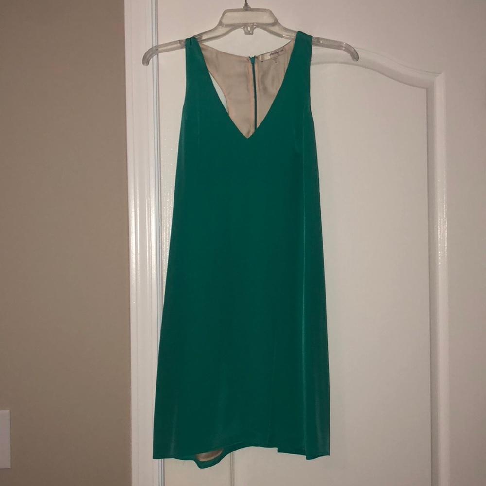 Lavender Brown V-neck  Silk shift dress Turquoise